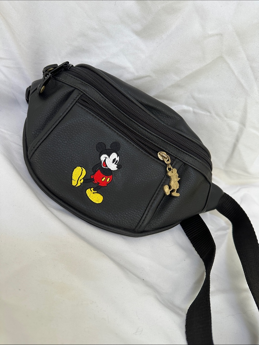 Vintage Disney Mickey Embroidered Black Fanny Waist Pack